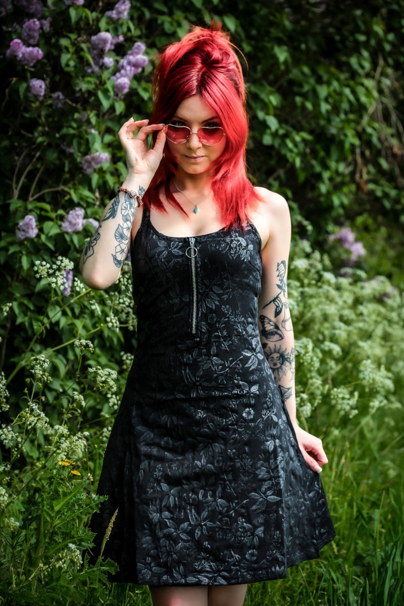 Magic Garden Cat Print Skater Mini Dress