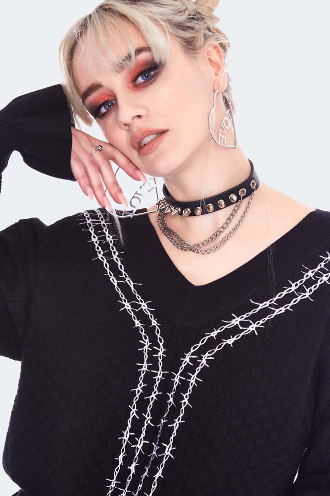 Barbed Wire Embroidery Jumper