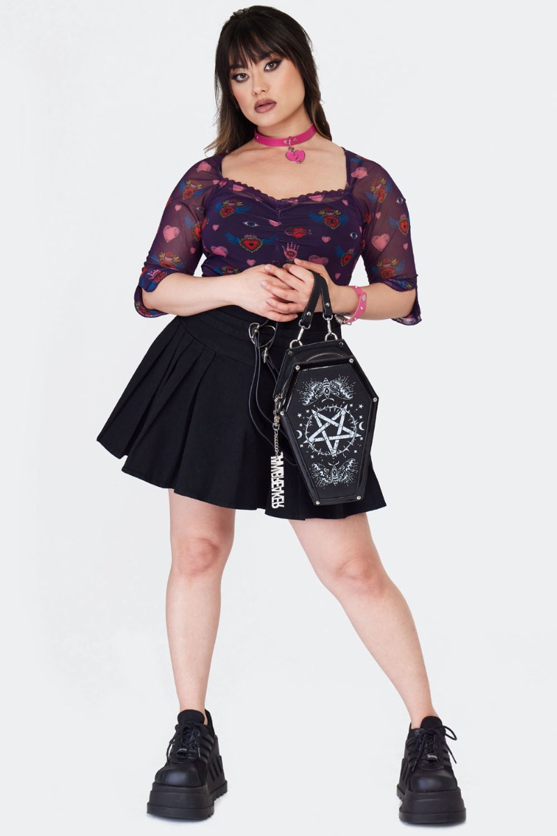 Pentagram Printed Coffin Crossbody Bag