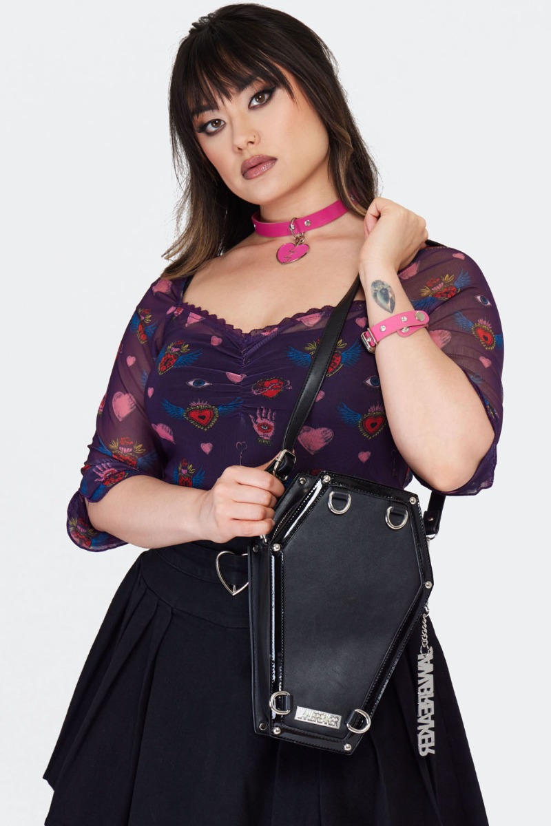 Pentagram Printed Coffin Crossbody Bag