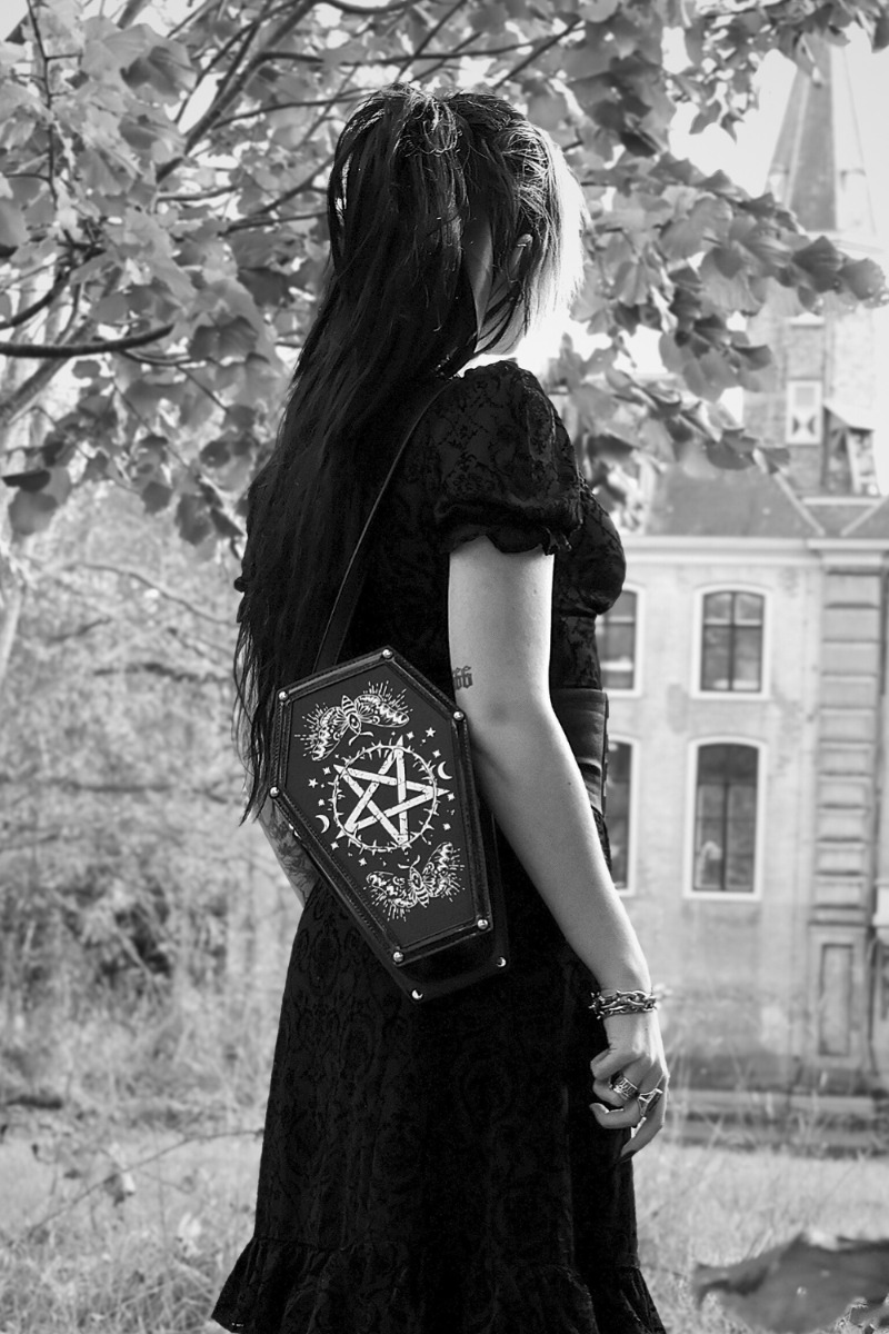 Pentagram Printed Coffin Crossbody Bag