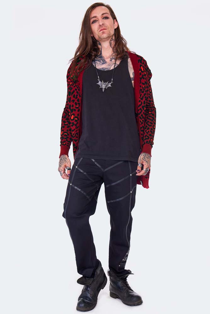 Maneater Red Leopard Print Oversized Cardigan
