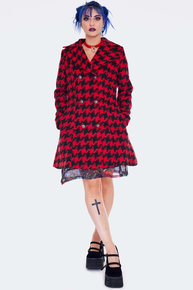 Red Houndstooth Coat Plus Size