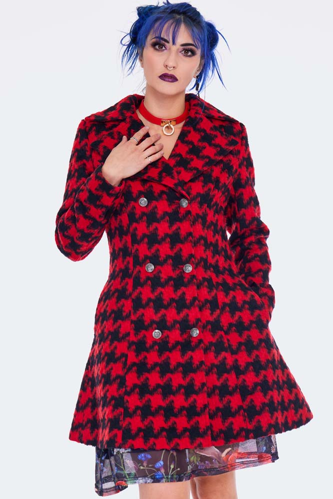 Red Houndstooth Coat Plus Size