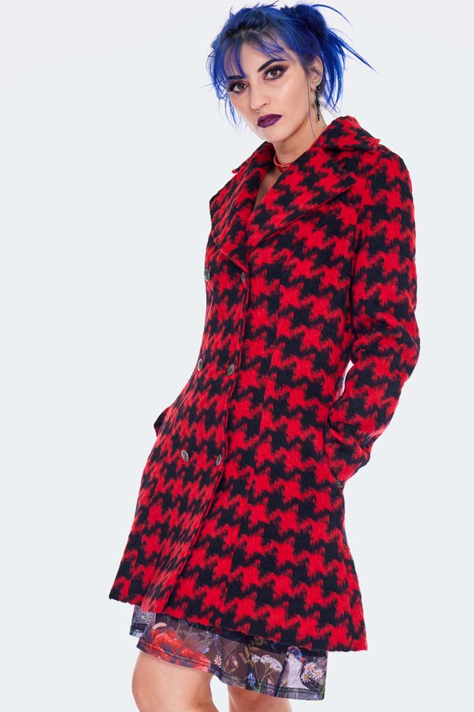 Red Houndstooth Coat Plus Size