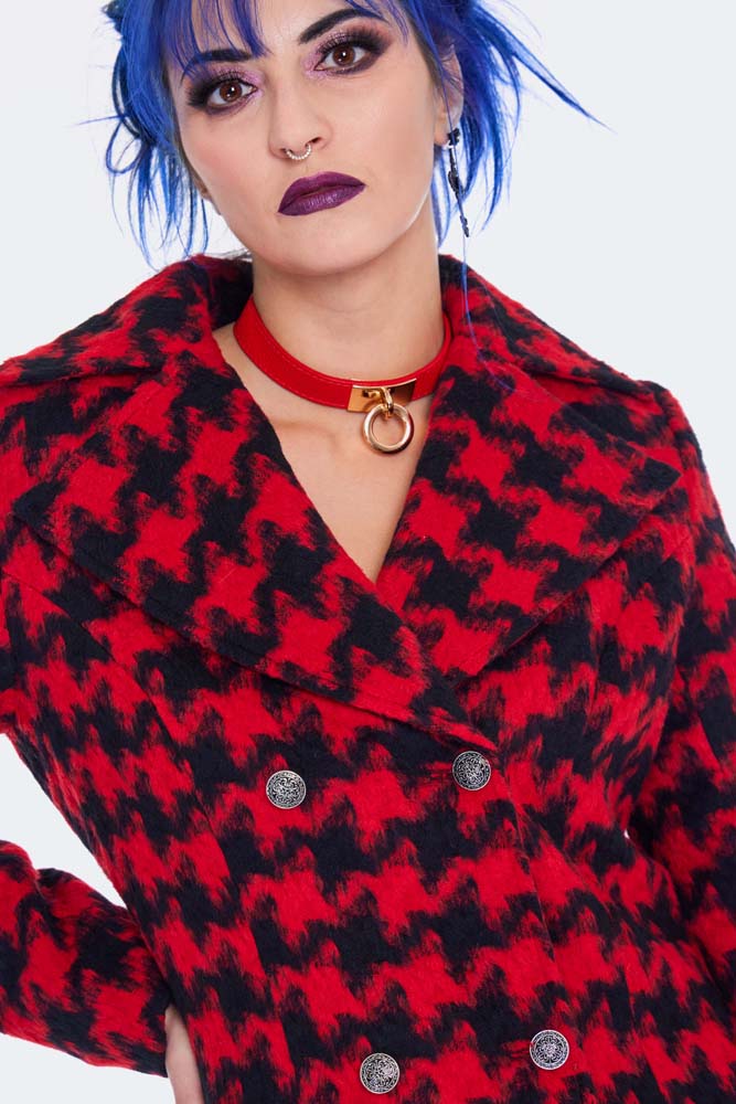 Red Houndstooth Coat Plus Size