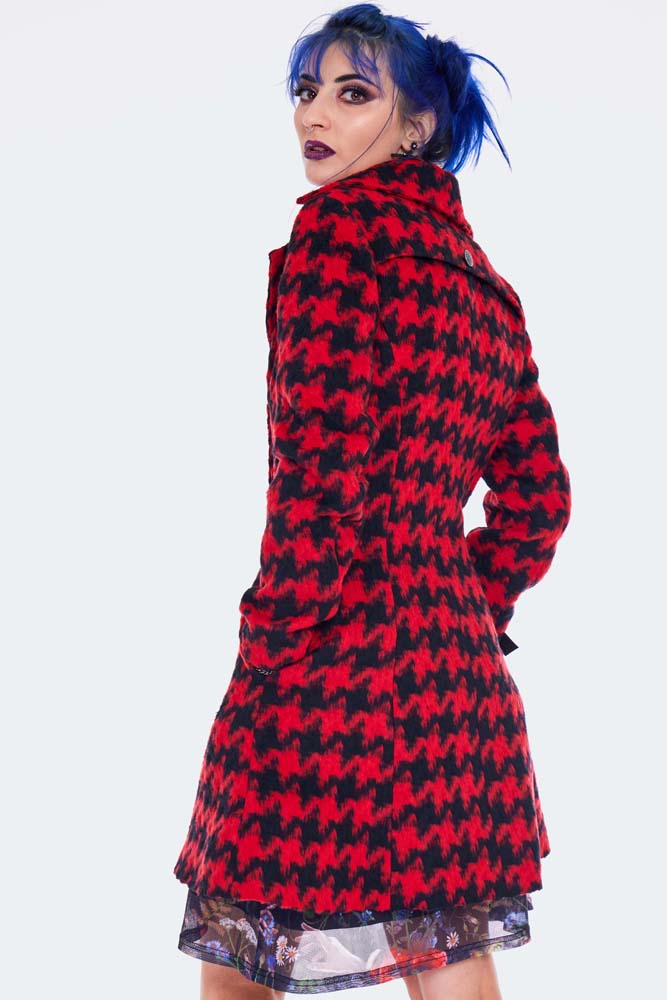 Red Houndstooth Coat Plus Size