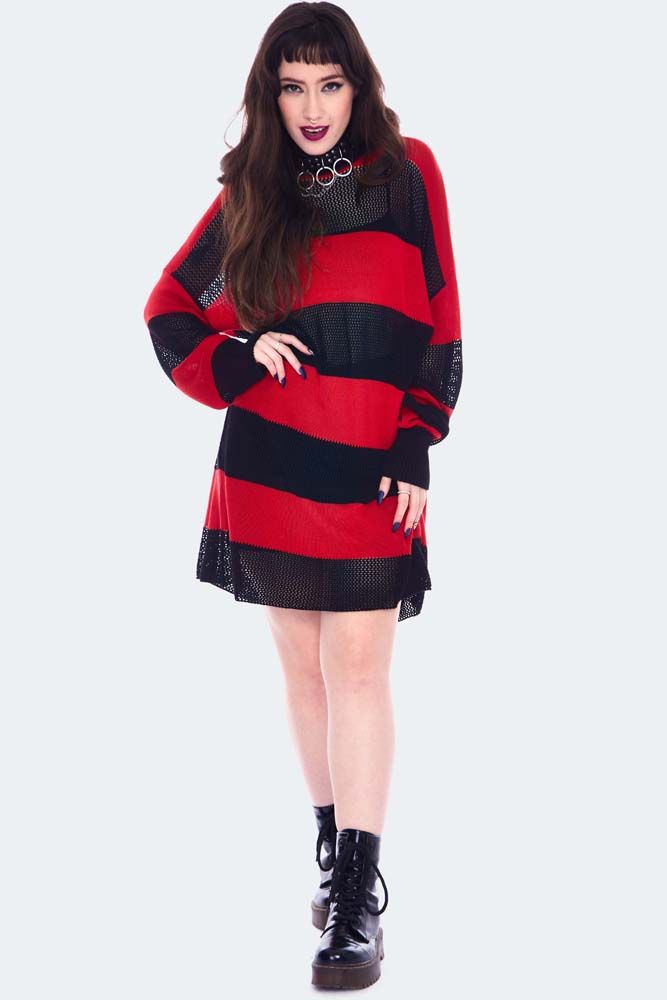 red and black jumper dress Rory Ribbed Jumper Dress