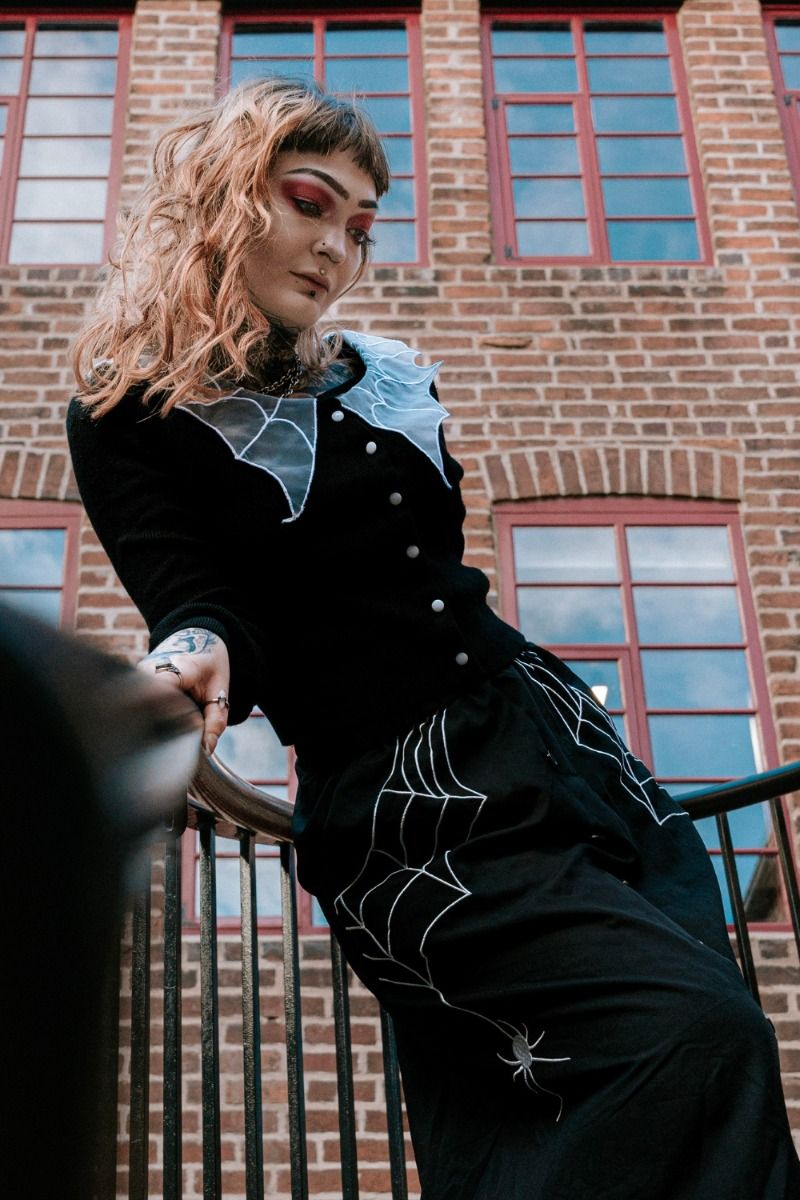 Spider Web Collar Cropped Cardigan | Alternative Clothing Store