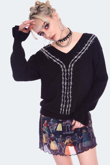 Barbed Wire Embroidery Jumper