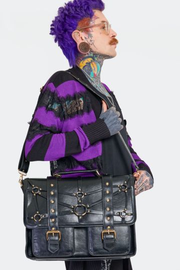 Studded Steampunk Postman Shoulder Bag