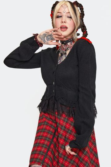 Distressed Hem Cropped Cardigan