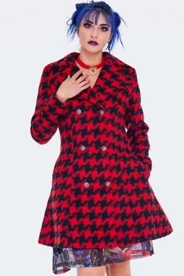 Red Houndstooth Coat Plus Size
