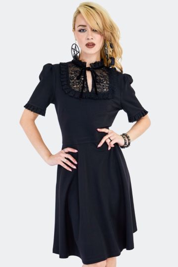 Lace Panel Skater Gothic Dress