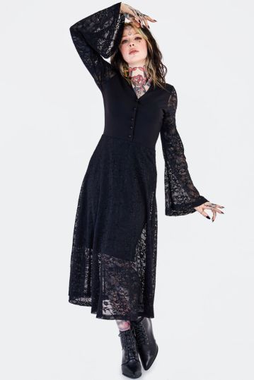 Lace Button Front Witch Dress