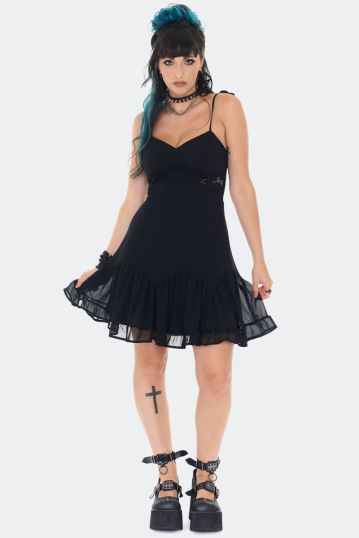 Gothic Lace Panel Cami Mini Dress