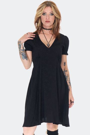 Gothic Rose Jacquard Babydoll Mini Dress