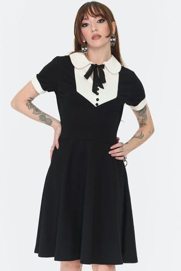 Gothic Contrast Collar Witch Dress Plus Size