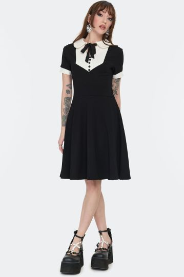 Gothic Contrast Collar Witch Dress
