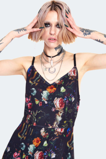 Night Garden Print Midi Dress