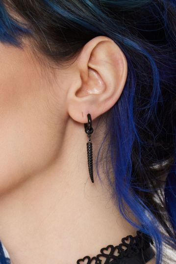 Horn Hoop Black Earrings