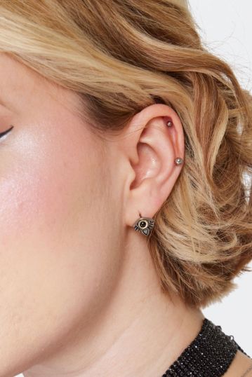 Evil Eye And Heart Stud Earrings
