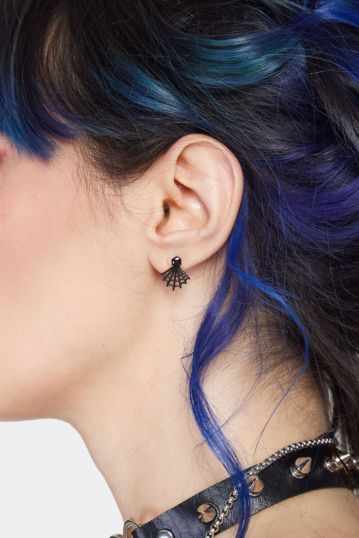 Black Spider Web Stud Earrings