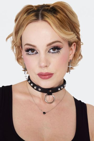 Double Cross Drop Earrings Silver
