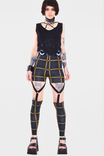 Head In The Clouds Plaid Harness Leggings