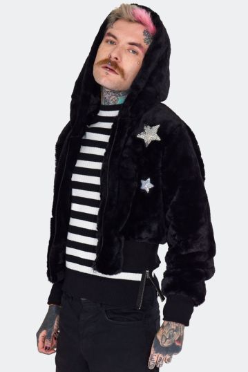 Star Faux Fur Jacket