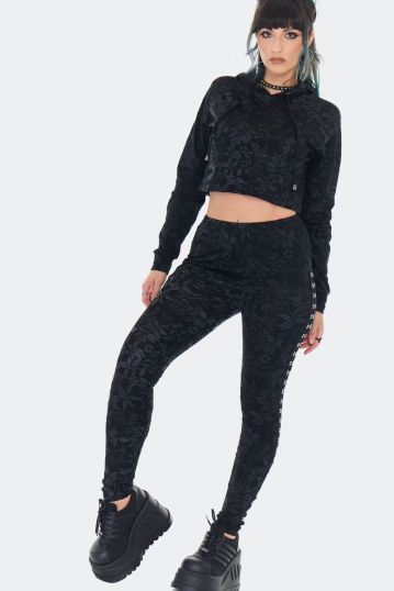 Magic Garden Cat Print Side Trim Leggings