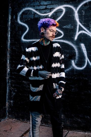 Oversized Stripe White Cardigan