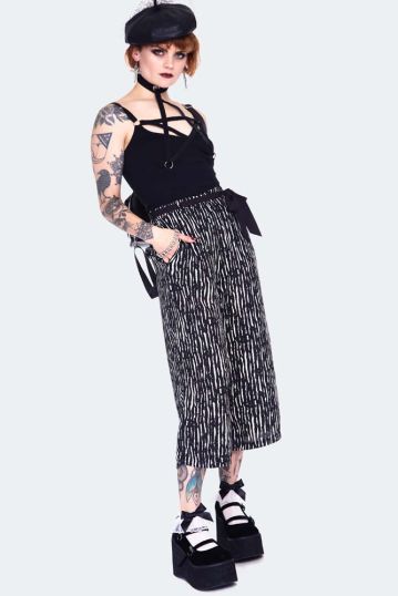 Scattered  stripes culottes with contrast
