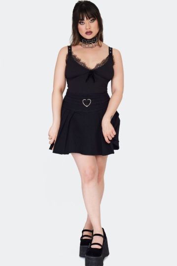 Heart Buckle Pleated Skirt