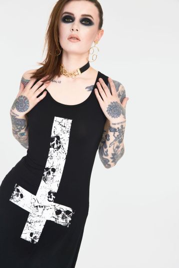 Skull cross witchy dress with back ties