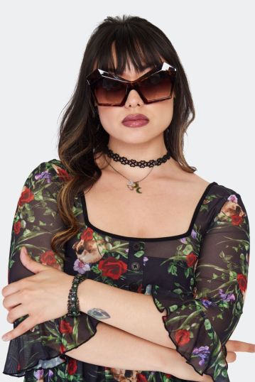 Exaggerated Angled Tortoiseshell Cat Eye Sunglasses