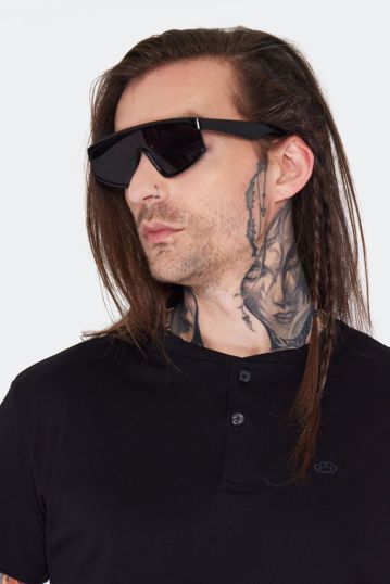 Futuristic Black Angled Sunglasses
