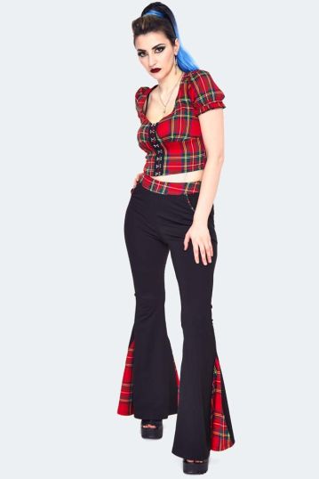 Tartan Insert Flared Trouser
