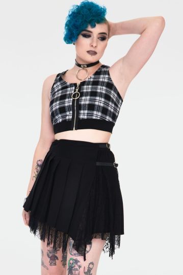 Teen Spirit Black Tartan Crop Top