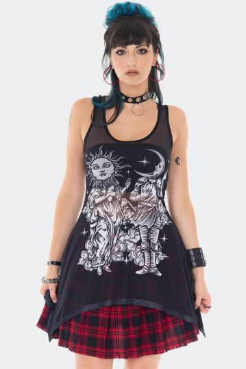 Sun And Moon Gods Mesh Tie Back Tunic Top