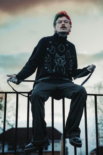 Black Pinstripe Wide Trousers