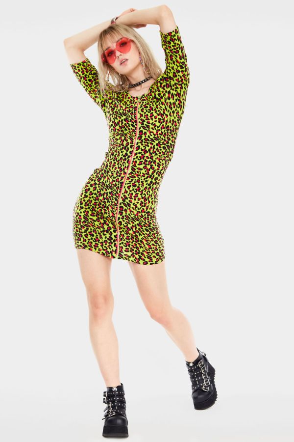 Neon Leopard Fitted Dress | Alternative Clothing Store | Gothic, Punk ...