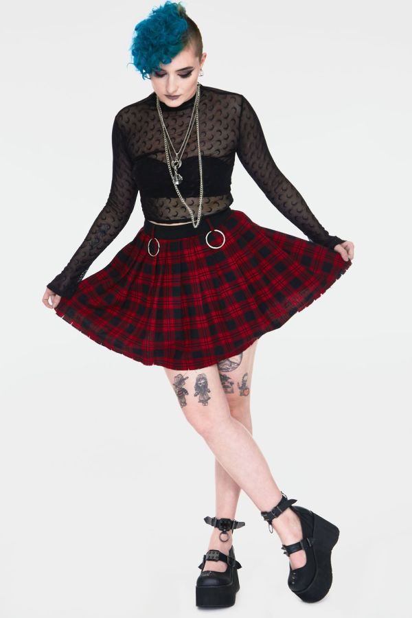 Teen Spirit Red Tartan Pleated Skirt, Alternative Clothing Store