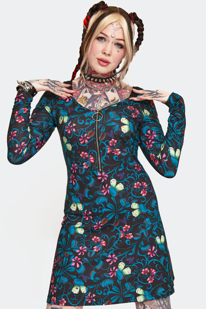 Venus Flytrap Print Mini Dress