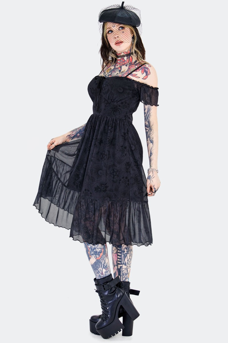 Tarot Deck Off Shoulder Dress