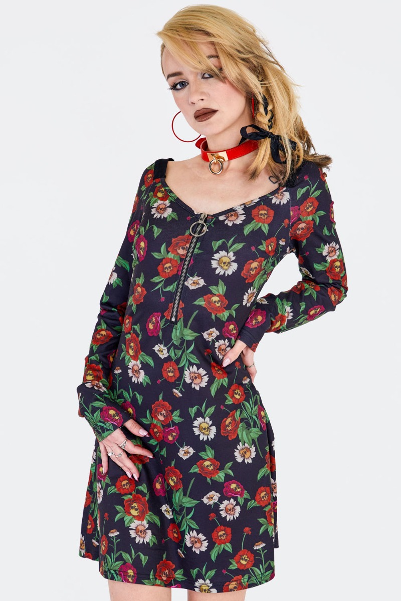Skull Flower Mini Dress