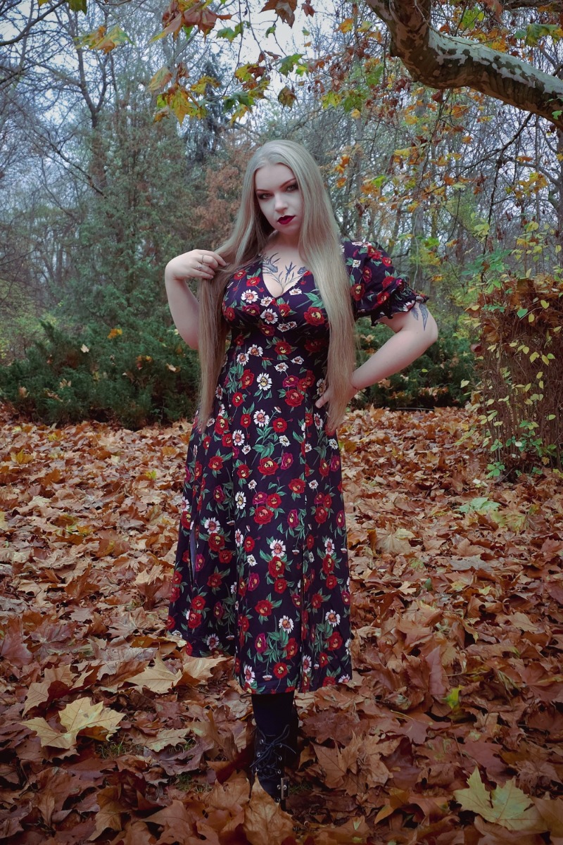 Skull Flower Midi Tea Dress