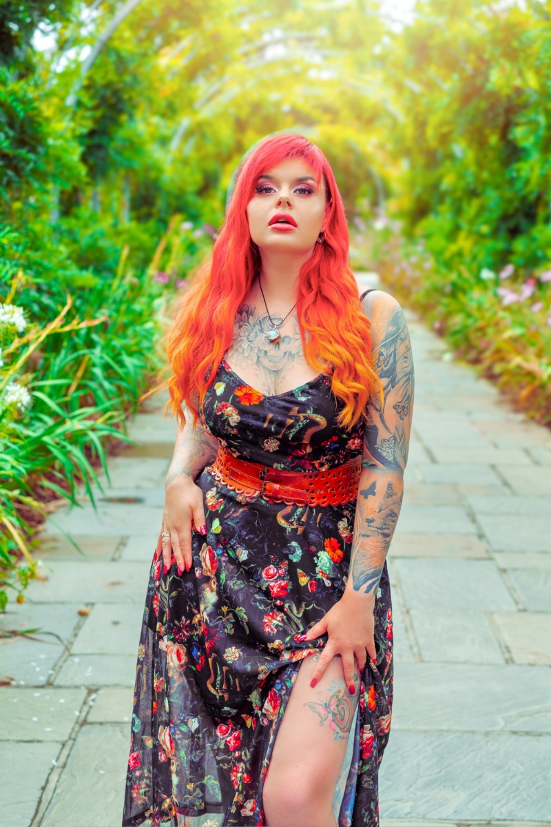 Night Garden Print Midi Dress