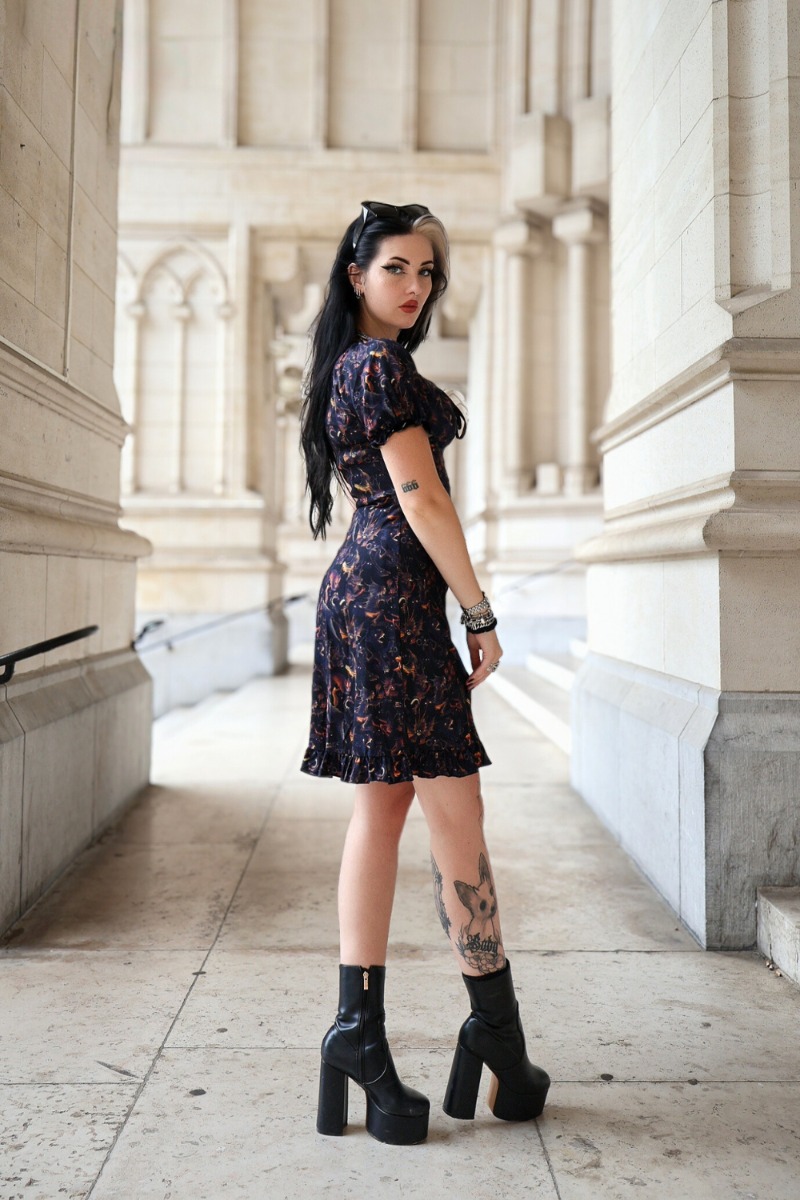 Paradise Lost Print Babydoll Dress