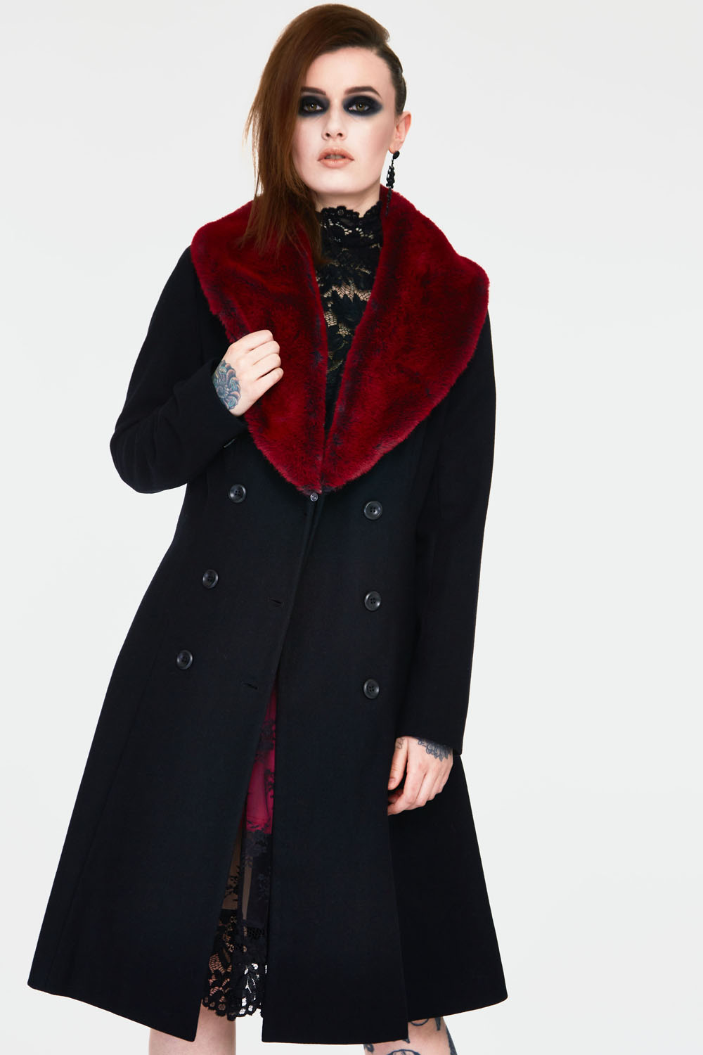 Enchantress Coat with Red Faux Fur